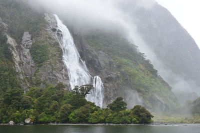 Scenic view of waterfall