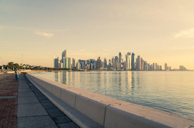 Doha skyline in the evening, qatar 