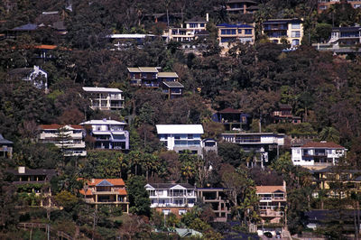 High angle view of residential buildings
