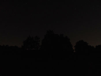 Silhouette trees against sky at night