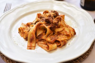 Close-up of food in plate on table