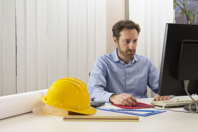 Man working on table