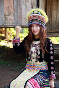 Portrait of smiling girl wearing hat