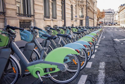 Bicycles on street in city