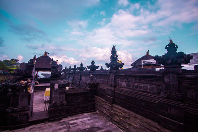 View of temple building against cloudy sky