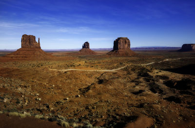 Scenic view of rock formations against sky