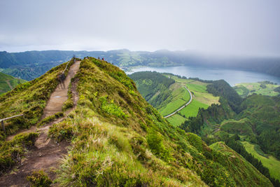 Scenic view of mountains against sky