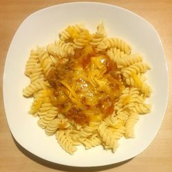 High angle view of meal served in plate