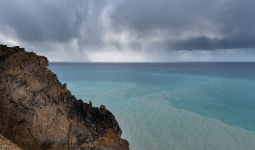 Stormy sky with dramatic clouds and sea. stormy weather at the ocean