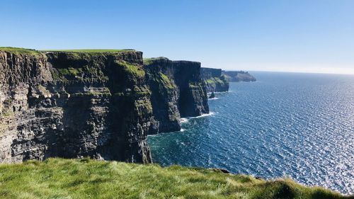 Scenic view of sea against clear sky