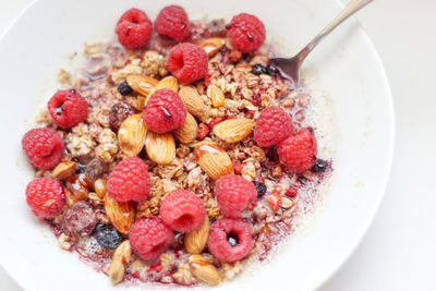 High angle view of breakfast served in bowl