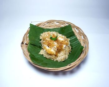 High angle view of food in plate