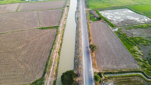 High angle view of agricultural field