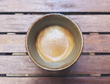 Directly above shot of coffee cup on table
