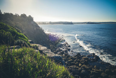 Scenic view of sea against clear sky