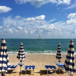 Scenic view of sea against cloudy sky