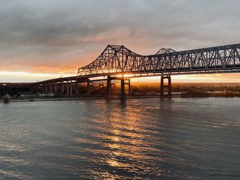 Bridge over river against sky during sunset