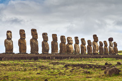 Moai statues at ahu tongariki easter island rapa nui