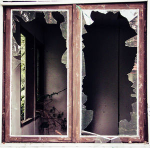 Close-up of abandoned window
