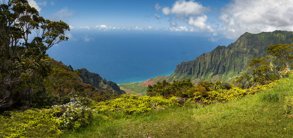 Scenic view of mountains against sky