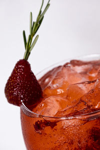 Close-up of dessert in glass on table