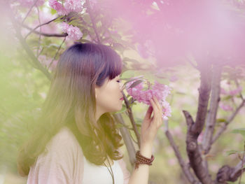 Woman outdoors in springtime