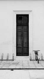 Closed door of building