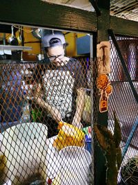 Stack of chainlink fence in cage