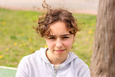 Portrait of smiling girl in park