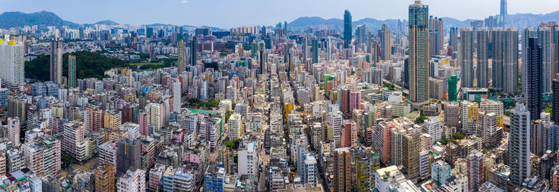 Aerial view of modern buildings in city