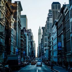 City street with buildings in background