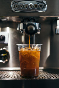 Close-up of coffee in glass