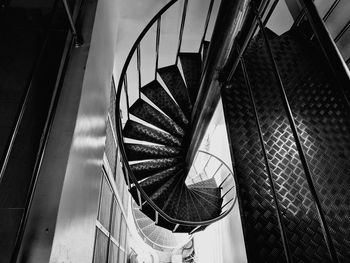 High angle view of spiral staircase of building