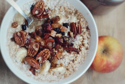 Close-up of breakfast in bowl on table