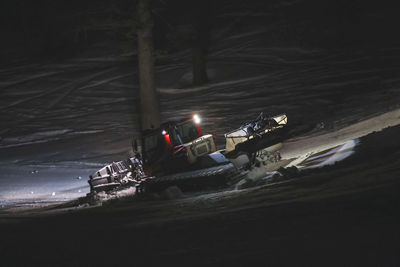 High angle view of car on road at night