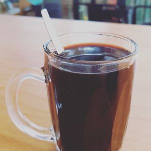 Close-up of coffee cup on table