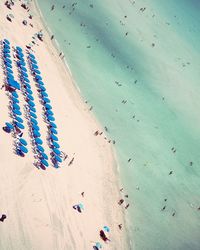 High angle view of people on beach