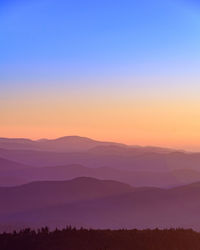 Scenic view of silhouette mountains against sky during sunset