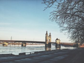 View of river with buildings in background