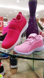 Close-up of shoes on table