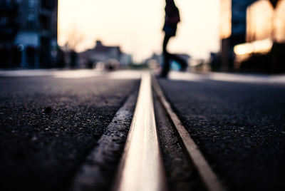 Surface view of road with marking line