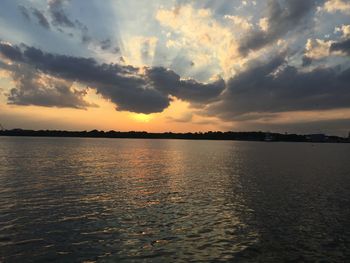 Scenic view of sea at sunset