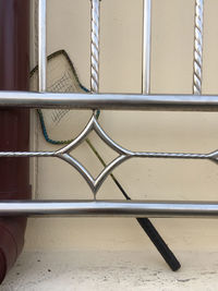 High angle view of railing by building