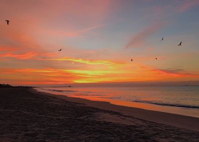 Scenic view of sea against sky during sunset