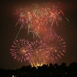 Firework display at night