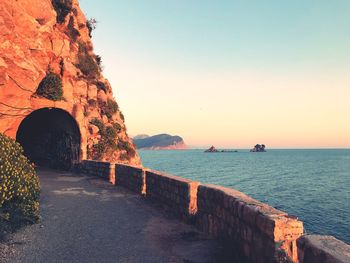 Scenic view of sea against clear sky