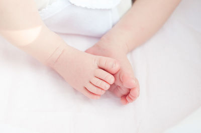 Close-up of the feet of a newborn baby