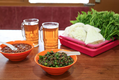 Close-up of food on table