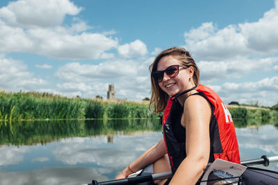 Portrait of a young woman in vacations