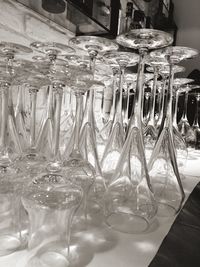 Close-up of glasses on table